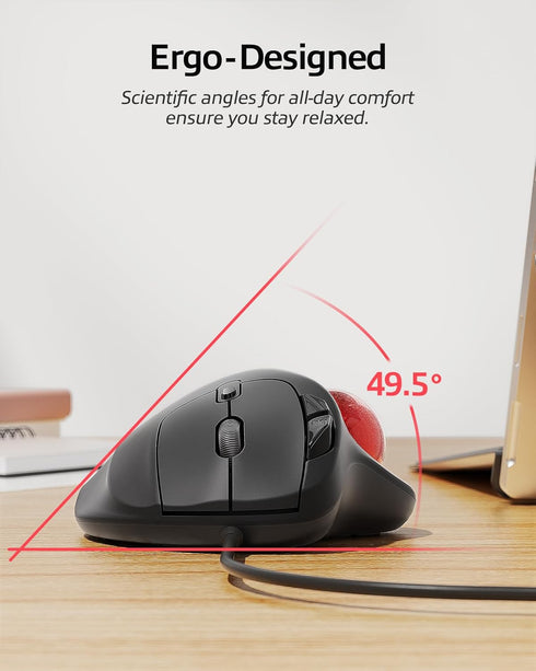 Nulea M509 Trackball Mouse Wired, Ergonomic Design, Easy Thumb Control, Precise & Smooth Tracking, 2-in-1 Interface (Type A &Type C), Compatible f...