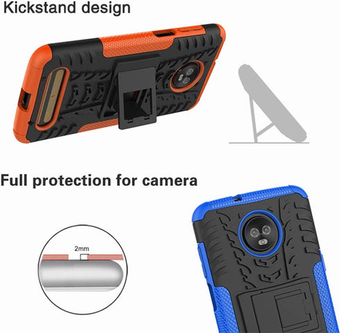 Yiakeng for Moto Z3 Case, Moto Z3 Play Case, Dual Layer Shockproof Slim Protective with Kickstand Hard Phone Case Cover for Motorola Moto Z3 (Red)...