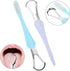Tongue Scraper & Tongue Brush Set,Tongue Cleaner with Travel Case for Adults & Kids,Oral Care Hygiene Essentials (2pcs,Blue+Purple)...