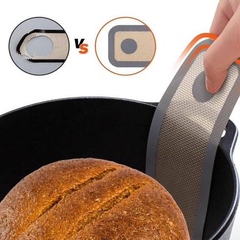 Silicone Baking Mat with Long Handle for Dutch Oven Bread Baking - Non-stick Bread Sling Safer & Easier to Transfer for Dough,Reusable Silicone Du...
