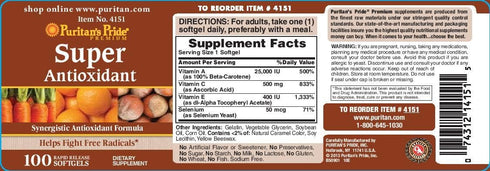 Puritan's Pride Formula, Softgels by Super Antioxidant 100 Count (Pack of 1)...