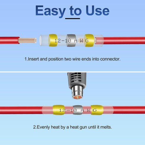 120Pcs Solder Seal Wire Connectors - Heat Shrink Butt Connectors Kit for Electrical Wiring...