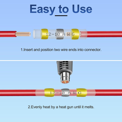 180Pcs Solder Seal Wire Connectors - Heat Shrink Butt Connectors Kit, Waterproof Marine Wiring Splice Terminal Gauge, Electrical Crimp, Trailer Wi...
