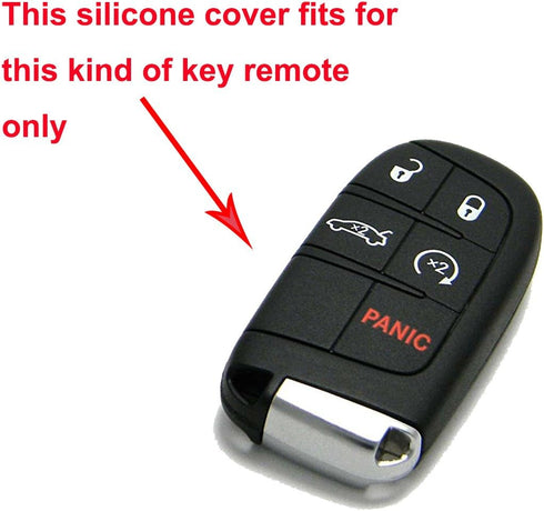 Keyless Entry Remote Key Fob Cover Skin Protective Silicone Rubber key Jacket Protector for Jeep Grand Cherokee Dodge Challenger Charger Dart Dura...