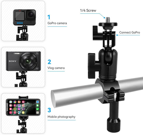 Super Clamp Camera Mount with 1/4" Screw Bike/Bicycle/Motorcycle Handlebars Mount Compatible with DSLR Camera/Gopro/LED Lights/Ronin-M/Ronin MX/Fr...