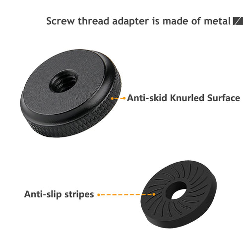 1/4" Female Thumb Nuts with Rubber Pads, 5pc Thumb Wheel Lock Nut Adapter, Anti-Slip Rubber Washers with 1/4" Screw Hole for Attach The Camera to ...