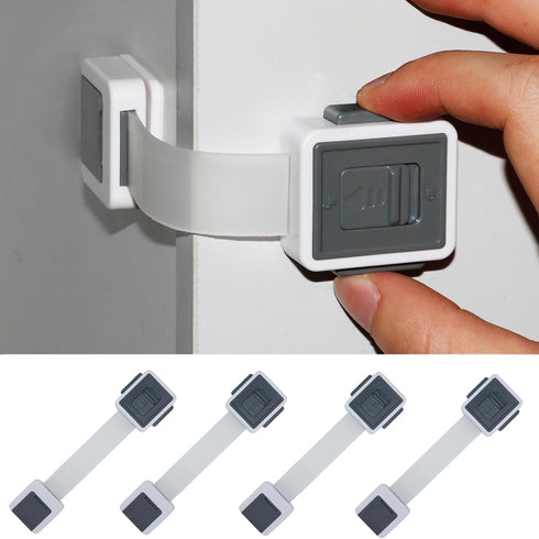 Child Proof Cabinet Locks, 4 Pack Child Locks for Drawer Cupboard Dishwasher Cupboard Pantry and Toilet. Adhesive Safety Baby Proofing Fridge Lock...