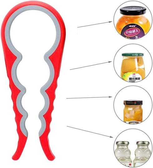 Jar Opener for Seniors with Arthritis,Jar Opener for Weak Hands,5-in-1 Bottle Opener,4-in-1 Can Opener… (Red)...