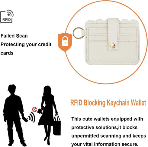 Keychain Wallet Wristlet Small Credit Card Holder Bracelet Key Chain Purse Bangle Tassel Beads Key Rings for Women...