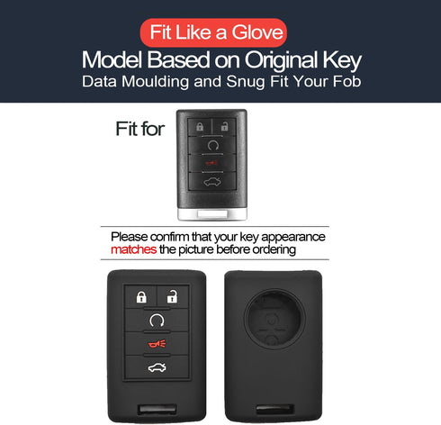 2pcs Compatible with Cadillac ATS CTS DTS XTS SRX STS Escalade ESV Chevrolet Corvette Impala Monte Carlo Buick Lucerne OUC6000066 Silicone Key Fob...