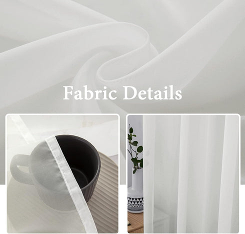 MIULEE 2 Panels Solid Color Sheer Window Curtains Elegant Window Voile Panels/Drapes/Treatment for Bedroom Living Room (54X72 Inches Ivory)...