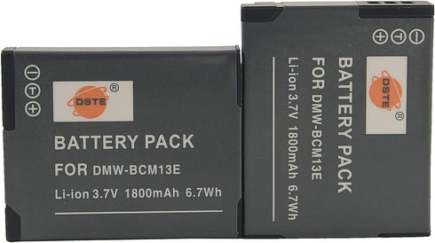 DSTE 2-Pack DMW-BCM13 DMW-BCM13e Li-ion Battery Compatible with Panasonic Lumix DMC-TZ60 ZS30 ZS35 ZS40 ZS45 ZS50 LZ40 TS5 TS6 TS7 TZ37 TZ40 TZ41 ...
