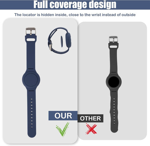 2pcs Kids Wristband for Airtag, Waterproof Light Silicone Bracelet Compatible with Apple Air Tag Adjustable Soft Watch Band Kids for GPS Tracking ...