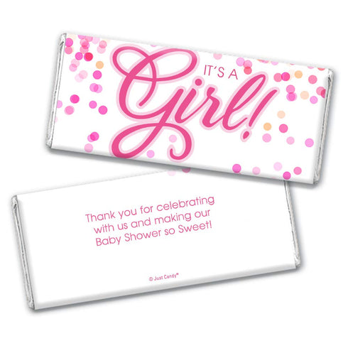 Pink It's a Girl Baby Shower Wrappers for Chocolate Bars, Gender Reveal Party Favors, DIY Party Decorations (24 Pack)...