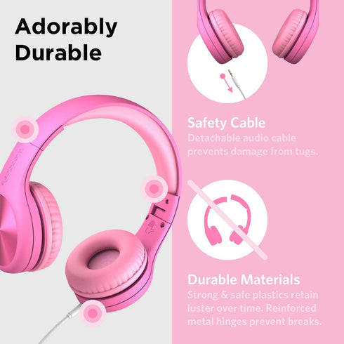 LilGadgets Connect+Wired Kids Headphones for School with Microphone, Volume Limiting & Noise Reduction Over-Ear Headset with Cord, SharePort Techn...