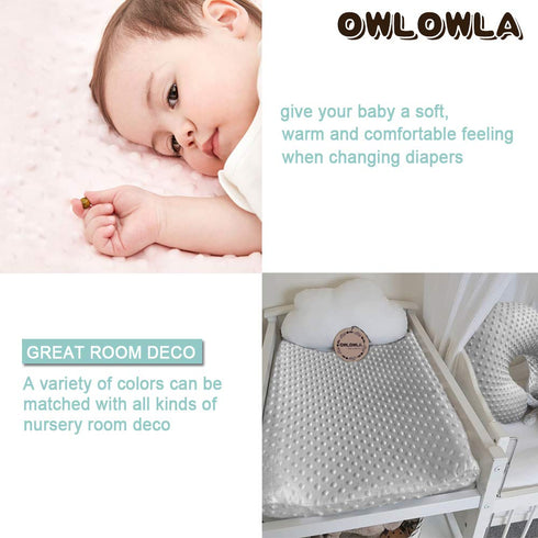 Owlowla Changing Pad Cover,Soft Minky Dots Changing Table Sheets for Baby Boy and Girl 2Pack (Silver Grey&Baby Blue)...