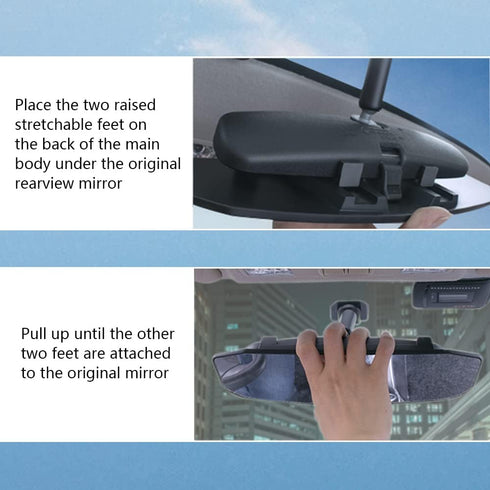 Car Rear View Mirror, 12Inch Interior Clip-on Wide Angle Convex Rear View Mirror, Car Accessories HD Wide Angle Extended Curved Mirror to Reduce B...