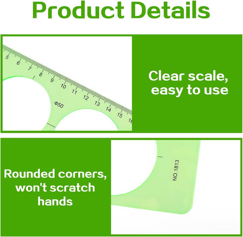 4Pcs Circle Template for Drawing Drafting Plastic Circle/Oval/Triangle Shape Stencil for Painting Transparent Geometric Measuring Rulers for Schoo...