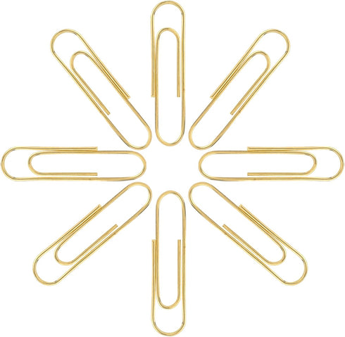 Medium Paper Clips, 200-Count, Paperclips, Gold Paper Clips, 1.3 Inch (32mm) Paper Clip...
