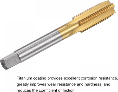 uxcell Straight Flute Taps, M12 x 1.5 Metric Left Hand Titanium Coated M35 Cobalt High Speed Steel Machine Tapping Screw Thread Milling Tap Machin...