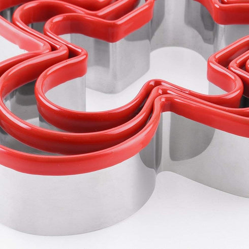 3pcs Gingerbread Man Cookie Cutters Set Gingerbread Boy Shape Mould with Red Environmental PVC...