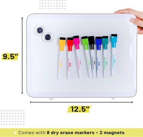 Mr. Pen- Dry Erase Board, 12.5" x 9.5" with 8 Dry Erase Markers and 2 Board Magnets, Small Whiteboard, Mini White Board, White Board Dry Erase, Sm...