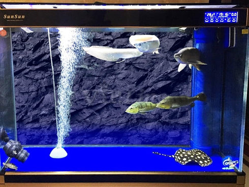 VIP. LINE 3D Effect Black Stone Texture Aquarium Background Poster Fish Tank Backdrop Decorations PVC Background (36" x 12"/ 91 x 30cm)...