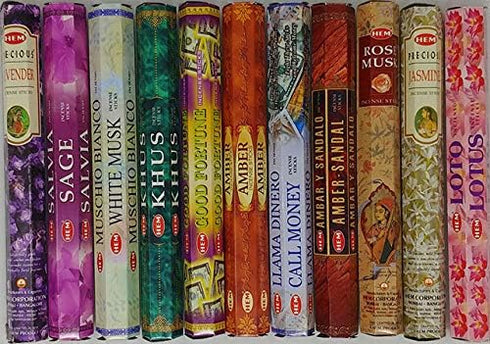 Hem Incense -12 Box Best Variety Pack 20 Sticks Each - 240 Sticks - 240g - 45+min Burn…...