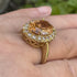 Hsitgexf Huge Oval Shaped CZ Cubic Zircon Wedding Party Statement Champagne Ring Engagement Inspired Cocktails Morganite Yellow Gold Plated Ring f...