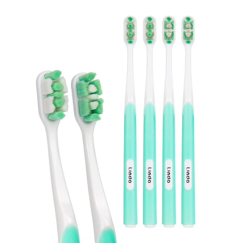 Lindo Ultrafine Toothbrush - for Sensitive Gums and Teeth, 12000+ Ultra Fine Bristles, Soft and Gentle, Deep Clean, Pack of 4...