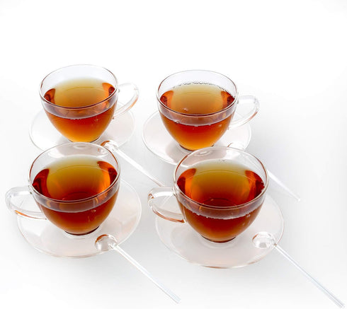 Teabloom Glass Stirring Spoons – Set of 4 Crystal Clear Petite Teaspoons (5.3 inches) – Coffee or Tea Glass Stirrers – Heat-Resistant and Toxin-Fr...