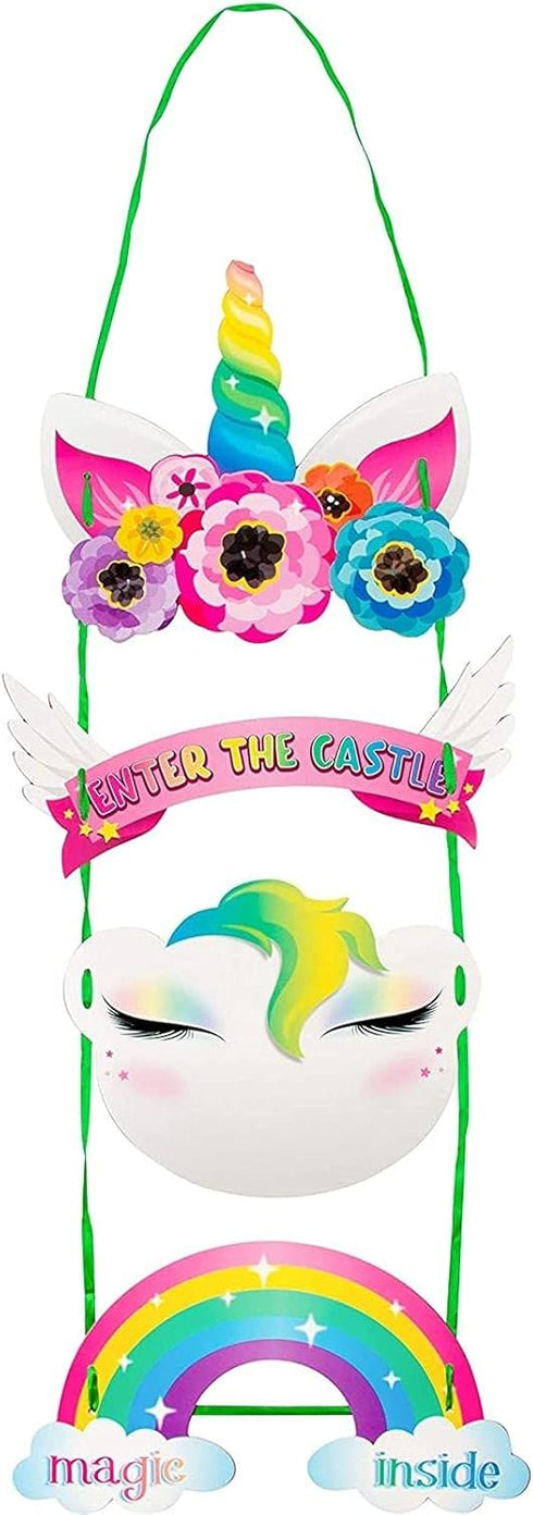Juvale Unicorn Door Hanger - 2-Pack Welcome Sign for Princess Unicorn Themed Party Decoration, Easy DIY Assembly, Girls Birthday Party Supplies...
