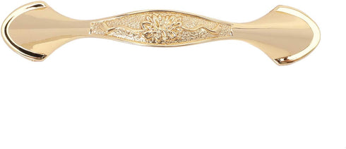 Solid Gold Cabinet Hardware Handle Pull Gold Flower Dresser Wardrobe Pull - 2.52" (64mm) Hole Centers, 5 Pack, Gold...