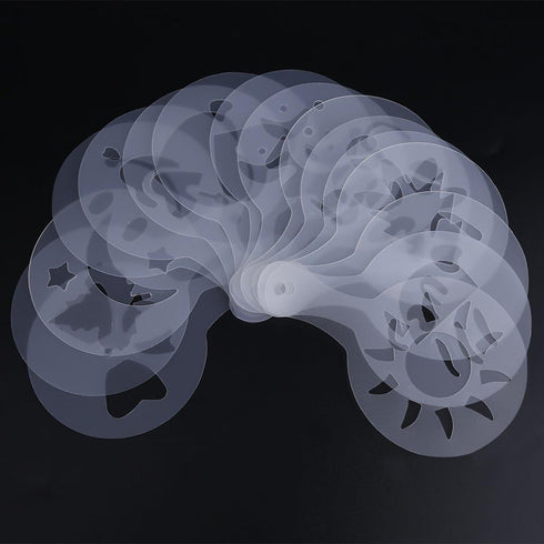 16Pcs Plastic Coffee Template Stencils for Cappuccino Chocolate Latte Strew Pad Art DIY Mold Tools...