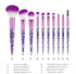 10 Pcs Crystal Unicorn Fan Makeup Brush Set, Professional Face Cosmetics Blending Liquid Foundation Powder Concealer Eye Shadows Make up Beauty Ey...