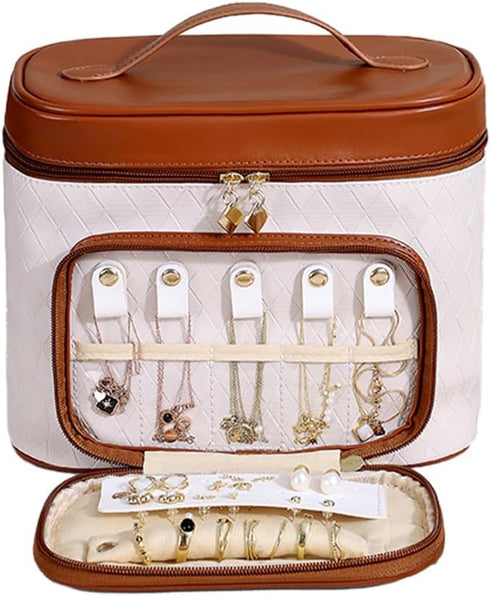 Makeup Bag and Jewelry Bag, 2 In 1 Travel Makeup Organizer with Jewelry Bag Waterproof Travel Cosmetic Bag Case for Makeup, Cosmetics Brushes, Nec...