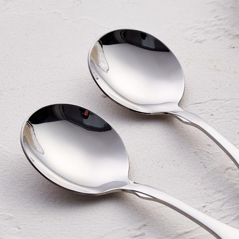 Soup Spoons, Stainless Steel 6.1” Heavy Duty Round Spoons, Dinner Spoon Table Spoon Silverware, Metal Spoon Cutlery Set, 6-Piece...