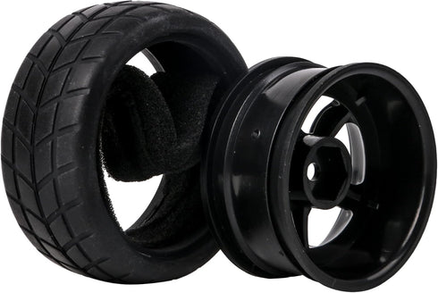 BQLZR Black RC 1: 10 Tires and Wheels Set 2.56" (Dia1.77") Hub Wheel Rims 5 Spoke + Rubber Tires Pack of 4...