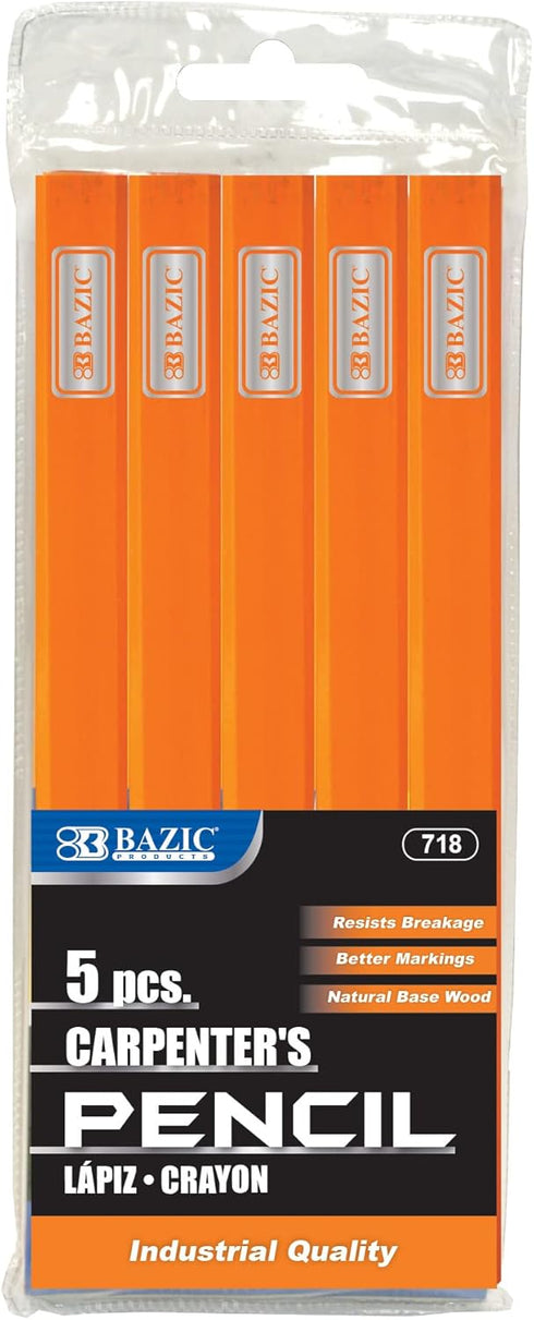 BAZIC Carpenter's Pencil, 5-Count...