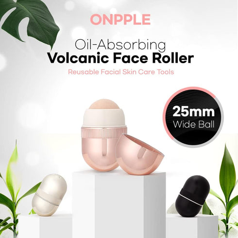 Original K-make up Oil-Absorbing Volcanic Face Roller, Portable and Reusable Facial Skincare Massage Tool, Oil Control On-The-Go (Gold)...