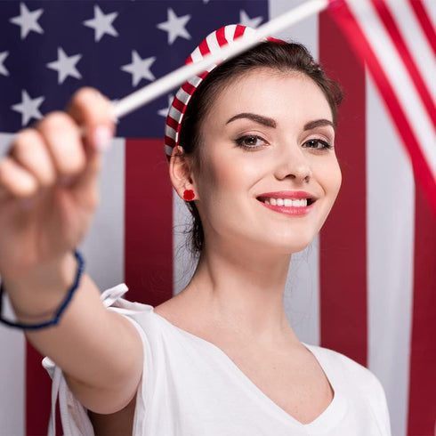 4th of July Earrings for Women,American Flag Drop Dangle Earrings Patriotic Star Earring for Independence Day Gift...