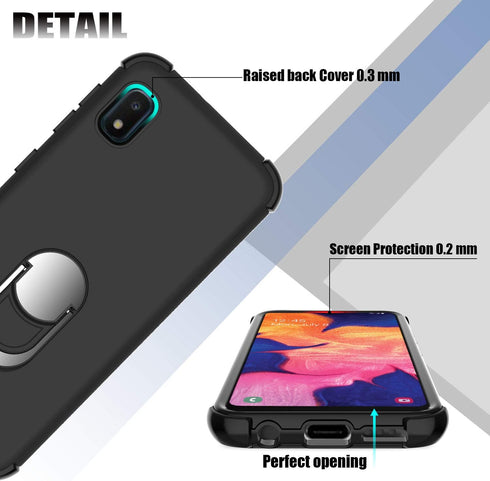 Compatible with Galaxy A10e Case with Soft TPU Screen Protector, Ring Magnetic Holder Kickstand Shockproof Protective Phone Cover Case for Samsung...
