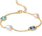 XYJZXY Gold Pearl Bracelet for Women 18K Gold Plated Pearl Link Bracelet Adjustable Cubic Zirconia Bracelets...