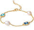 XYJZXY Gold Pearl Bracelet for Women 18K Gold Plated Pearl Link Bracelet Adjustable Cubic Zirconia Bracelets...