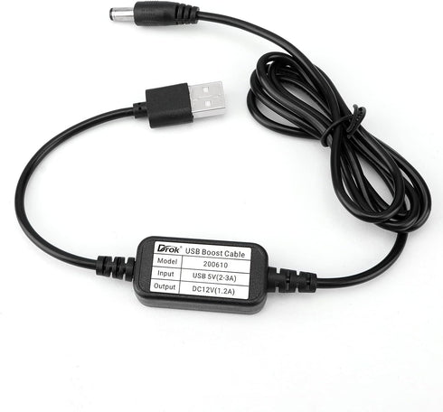 DROK USB to 12v Adapter - 5V to 12V Step Up Converter, Boost Converter Voltage Regulator with 5.5x2.5mm/3.5x1.35mm Ports and 1.2m Cable...