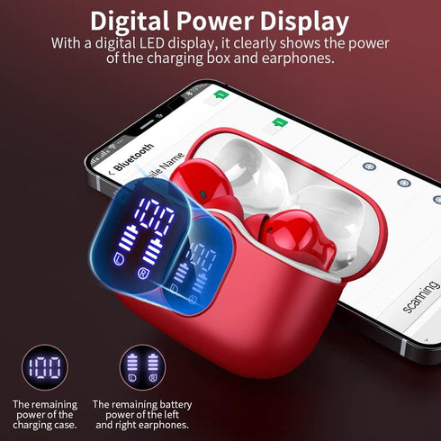 Wireless Earbuds Bluetooth 5.3 Headphones Bass Stereo Ear Buds with Noise Cancelling Mic LED Display in Ear Earphones IP7 Waterproof 36H Playtime ...
