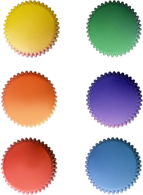qiqee 300PCS Standard Gradient Cupcake Liners Cupcake Cups 6 Designs Orange Purple Gradient Cupcake Papers Baking Cups Cupcake Wrappers (Medium Si...