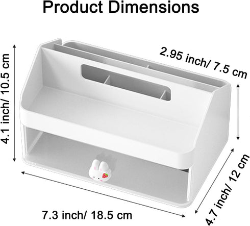 SAYEEC Desk Organizer with Drawer, Cute Pencil Pen Holder with Handle and 6 Compartments, Multi-Functional Makeup Organizer Storage Box, Desktop A...