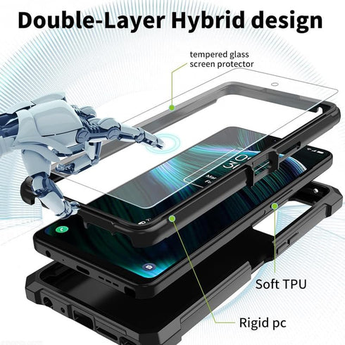 for TCL Stylus 5G 2022 Phone Case with Screen Protector (Tempered Glass),Slim TPU Rugged Corners Bumper Cover Case for TCL Stylus 5G 2022 6.81" (T...