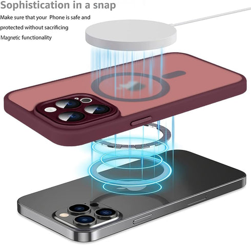 Fiyart Designed for iPhone 15 Pro Max Case Matte Design Compatible with MagSafe Wireless Charging,Cute Anti-Scratch Translucent Phone Cover for Wo...